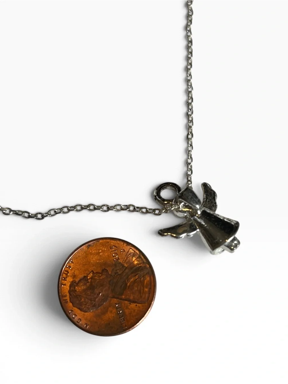 🍭5 for $20🍭 Avon Vintage Silver Tone Angel Crystal Necklace CC X